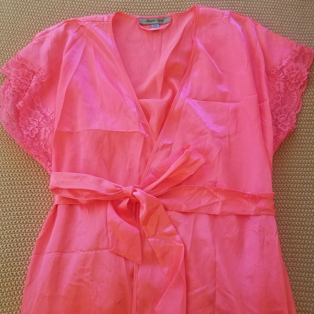 Bright pink silky robe